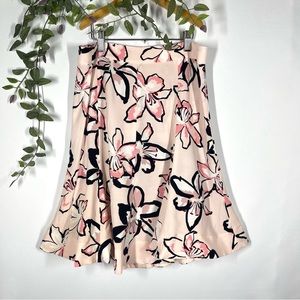 Kate Spade Size 4 Pink Floral Skirt A-Line Midi Cotton Lilly Spring Flowers